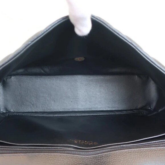 Authentic CHANEL JUMBO single flap black caviar leather shoulder bag 30cm - Picture 9 of 16